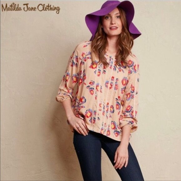 Matilda Jane Friends Forever‎ Kaia Peasant Top Medium Floral - Picture 1 of 6
